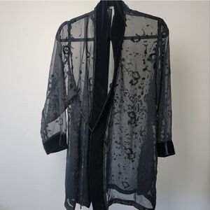 Vintage 90s Victoria Secret Gold Lingerie Black Kimono Robe‎